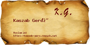 Kaszab Gerő névjegykártya